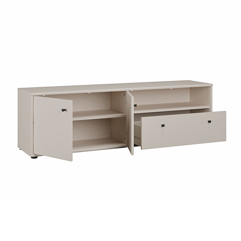 Sabel Modern TV unit with 2 doors, 1 drawer and open compartment, living room cabinet, engineered wood, 143.9 cm W x 43.9 cm H x 34.8 cm D