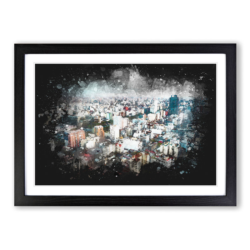 Buenos Aires Skyline in Argentina - Picture Frame Graphic Art Print, 45cm H x 63cm W x 2cm D, Black Framed