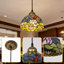 31.5" Dragonfly & Lotus Stained Glass Pendant Light, Antique Bronze Iron Frame, E26 Bulb Included