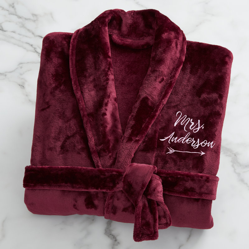 Robe mi-longue en molleton brodé Mme., Rouge