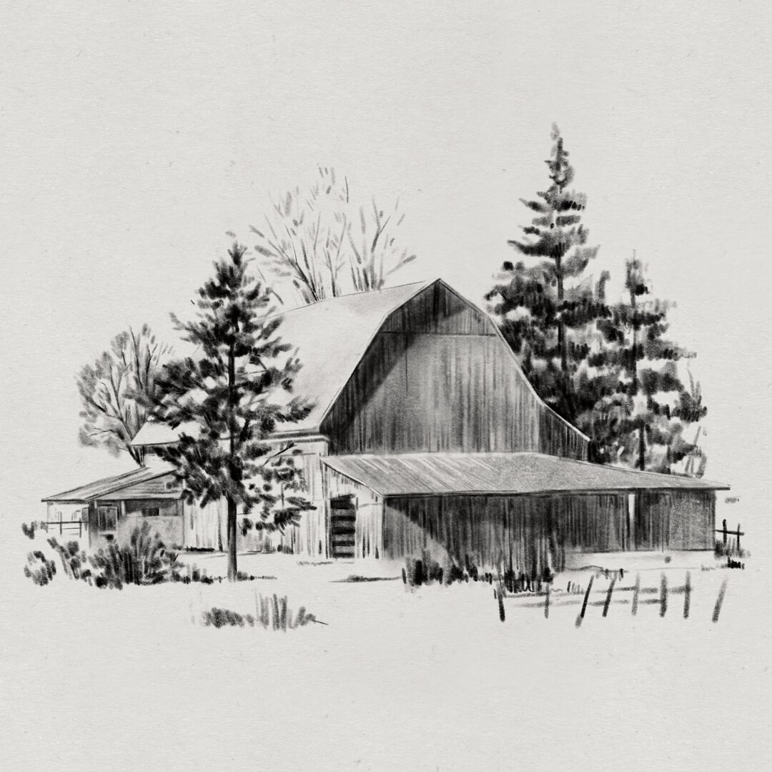 Leinwandbild Distant Barn Sketch II von Emma Caroline