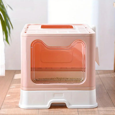 Litière pliable en plastique pour litière anti-éclaboussures avec couvercle / pelle