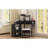 Black Corner Vanity Desk Set With Charging Station, Storage Stool & Glass Top-236470861