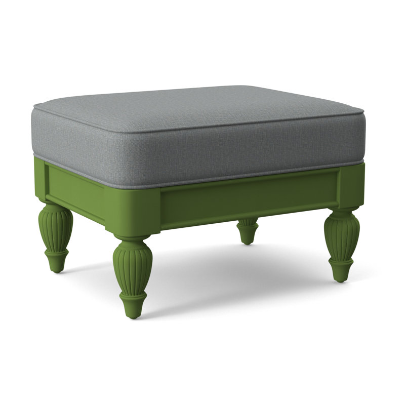 Grand View Ottoman, Java Finish, Light Blue Performance Fabric; 0851-55