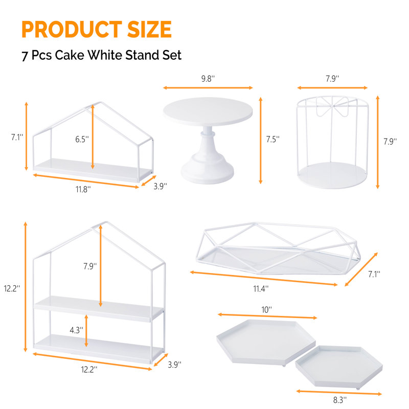 7-Piece Cake Stand Set Dessert Table Display Set In White