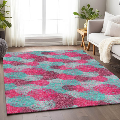 Premium Machine Washable Prisco Pink Rug