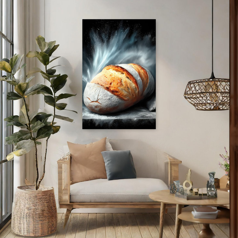 Art mural contemporain rustique pain frais, 48" H x 32" W