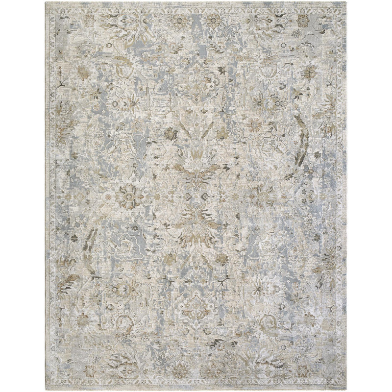 Tapis gris clair / brun moyen en polyester / polypropylène tissé à la machine Avia, Rond 6 pi 7 po