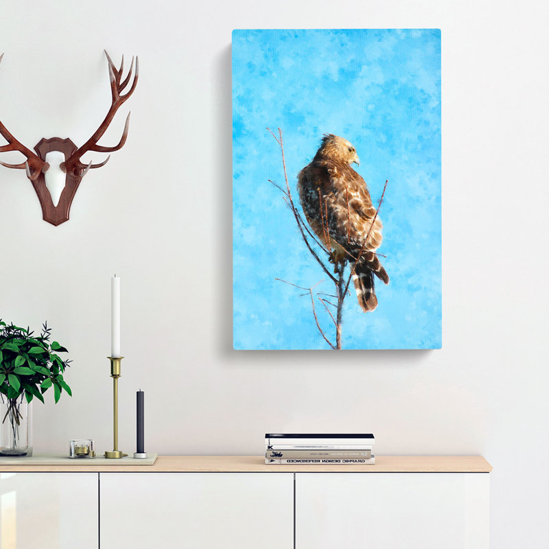 Hawk Perched In A Tree - Wrapped Canvas, 76cm H x 50cm W x 3cm D