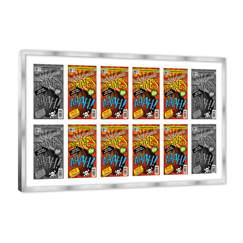 Wood Picture Frame with Mat, White/Silver, 7.125" x 10.5"
