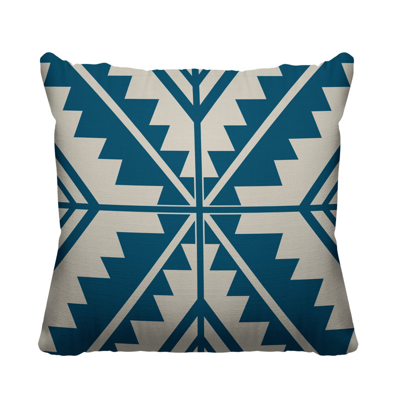Coussin décoratif intérieur / extérieur Tala Southwestern, L 15 po x H 15 po, Turquoise