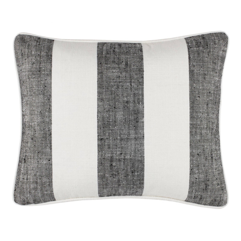 Awning Polyester Indoor/Outdoor Pillow Cover, Black Striped, Rectangle 16"H x 20"W