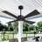 54" Outdoor Ceiling Fan 4 ABS Blades, Reversible DC Motor, 6-Speed Remote Control, Wet Rated Waterproof Ceiling Fan-Black-763585633-787257588