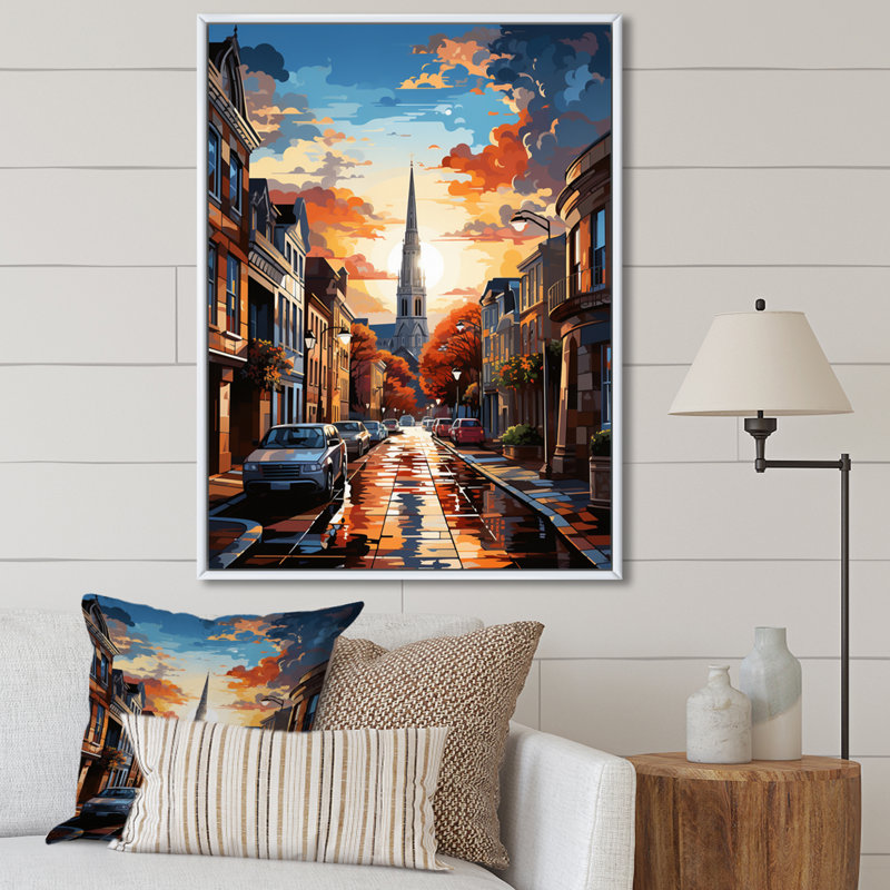 Latoyla City Charleston Popart IV sur toile, H 40 po x l 30 po x P 1,5 po, Cadre flottant blanc