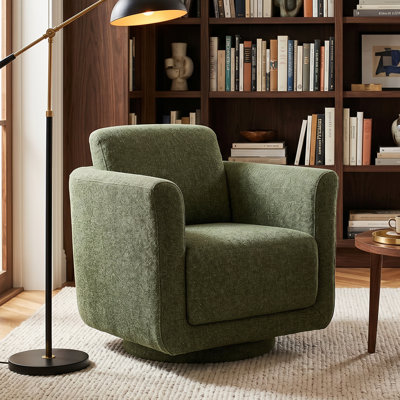 Fauteuil demi-tonneau rembourré et pivotant