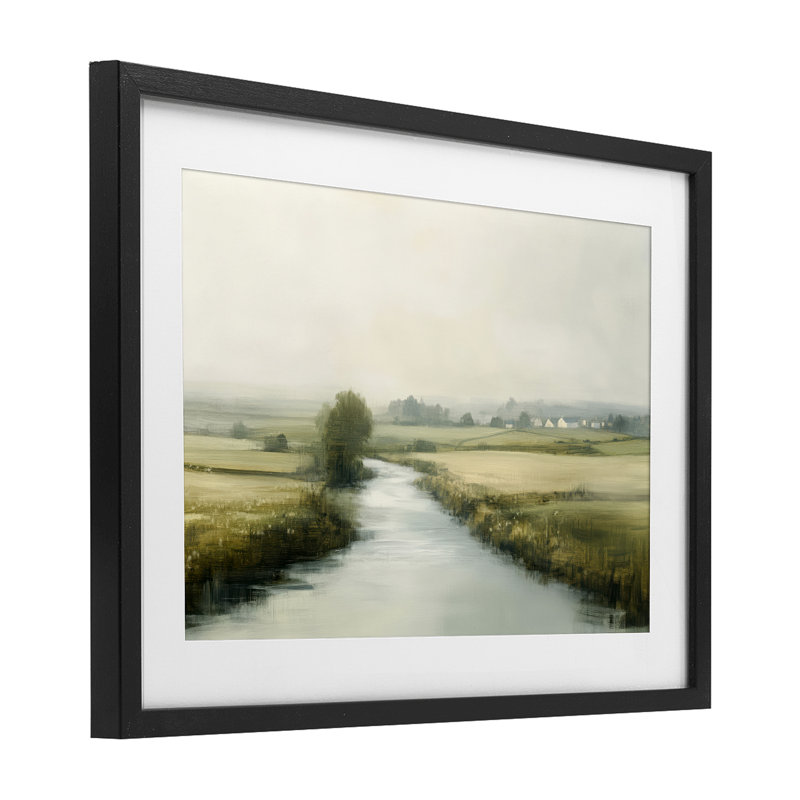 «Mirror Of Calm Landscape», reproduction encadrée sous verre, design par Novae, H 14 po x l 20 po, Cadre noir minuit