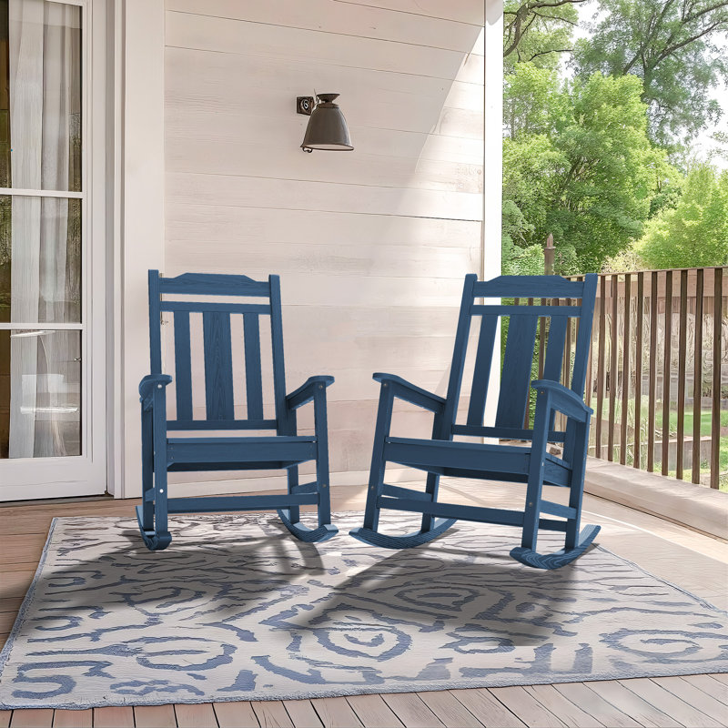 Ensemble de 2 chaises Adirondack à bascule Wolak, Marine