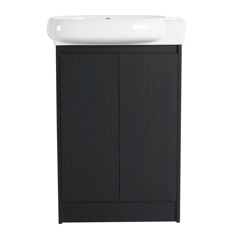 Meuble-lavabo autoportant de 23 po avec lavabo et portes à fermeture douce, Noir, noir, noir, noir