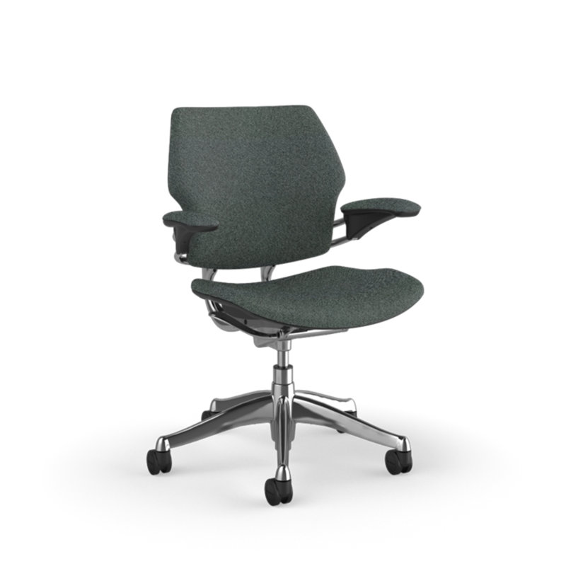 Freedom Ergonomic Task Chair - Coda, Olive - 0962, Polished Aluminum with Graphite Trim, Standard Duron Arms with Textile