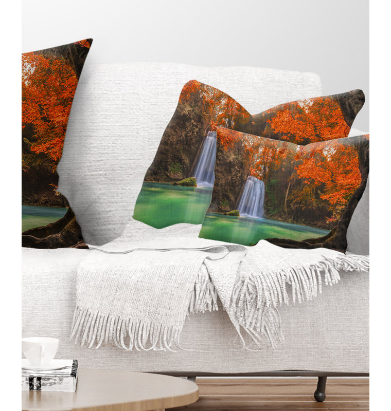 Coussin lombaire en cascade photographie erawan, 12 po x 20 po, Coussin lombaire