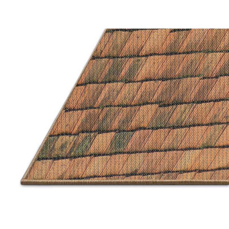 Tapis orange tissé à la machine, Rectangle 5 pi x 7 pi