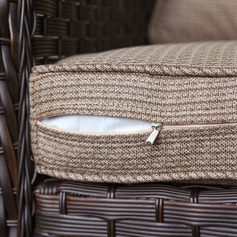 Outdoor 4'' Seat / Back Cushion, Mocha Plaid