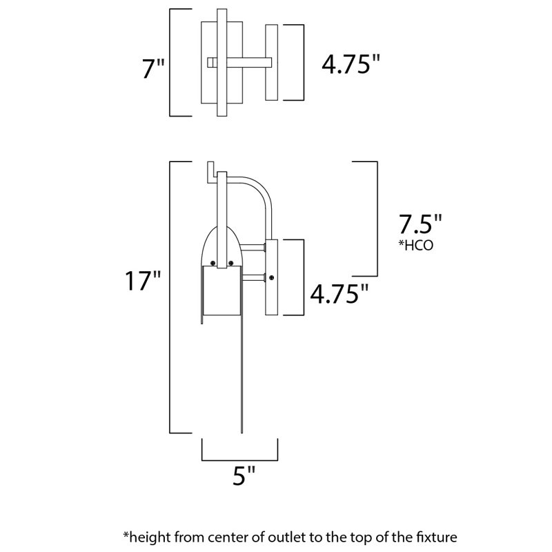 Wahkon LED Wall Light, 17" H x 7" W x 5" D