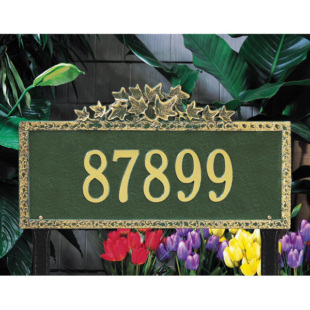 Plaque d'adresse sur 1 ligne Ivy, Noir et or, Oui