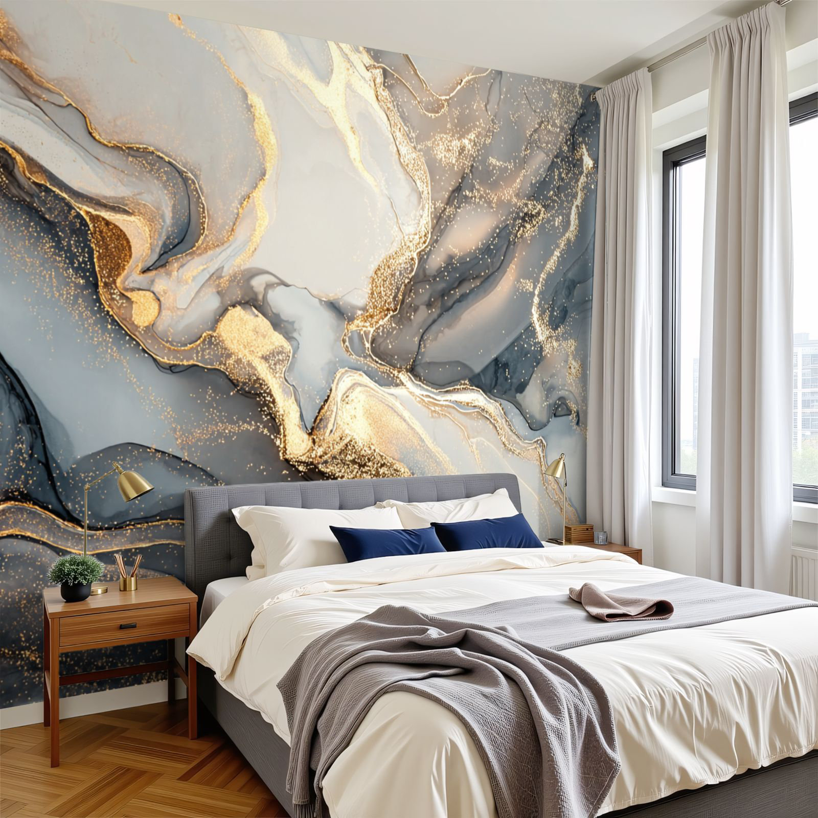 Red Barrel Studio Peel and Stick Wallpaper Luxury abstract fluid art ...