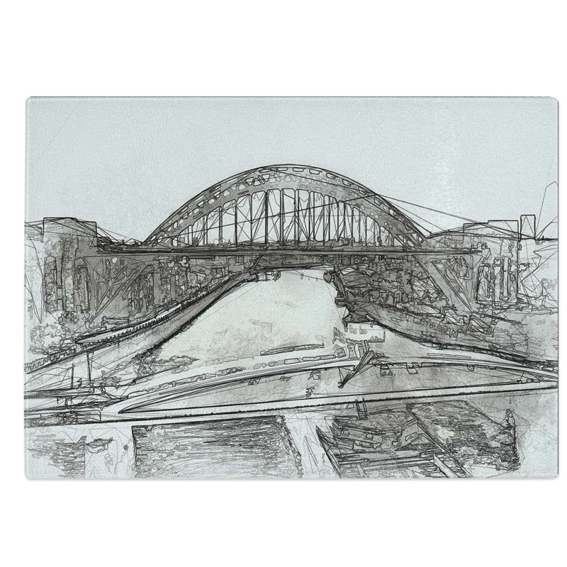 Tempered Glass Tyne Bridge Linking Newcastle in Abstract Chopping Board, 28.5 cm W x 20 cm L