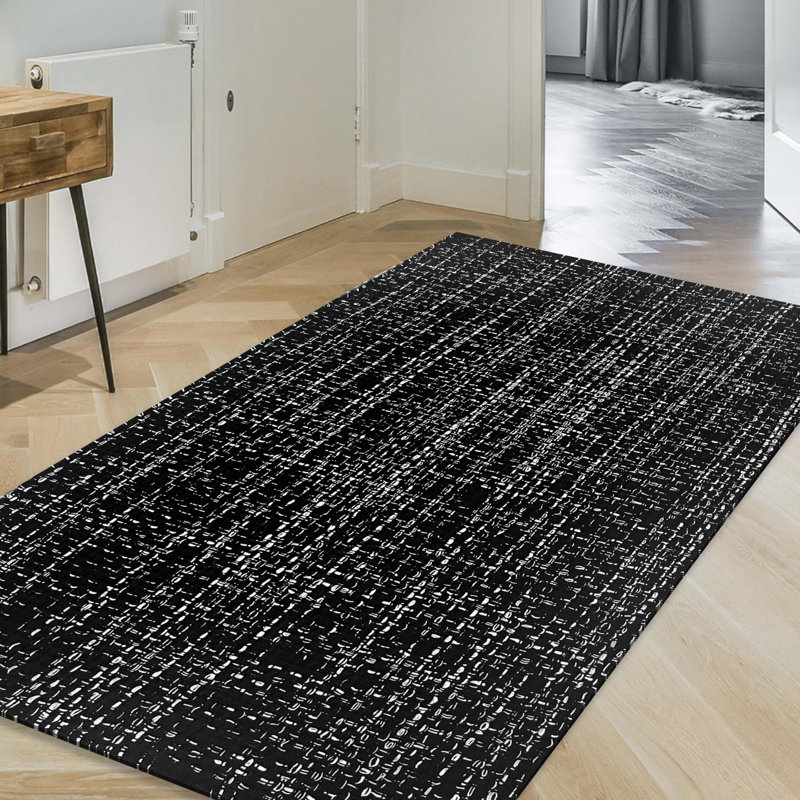 Bath Rug, 60" L x 36" W , Black/White