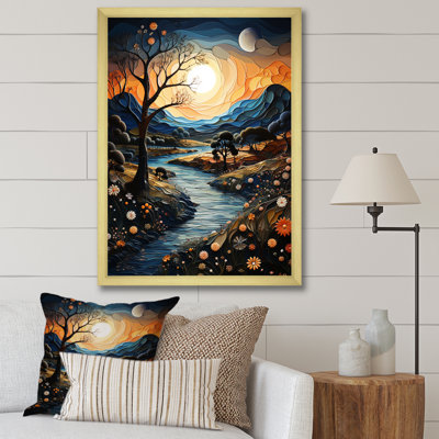 Coucher de soleil fantaisiste sur une impression sur toile