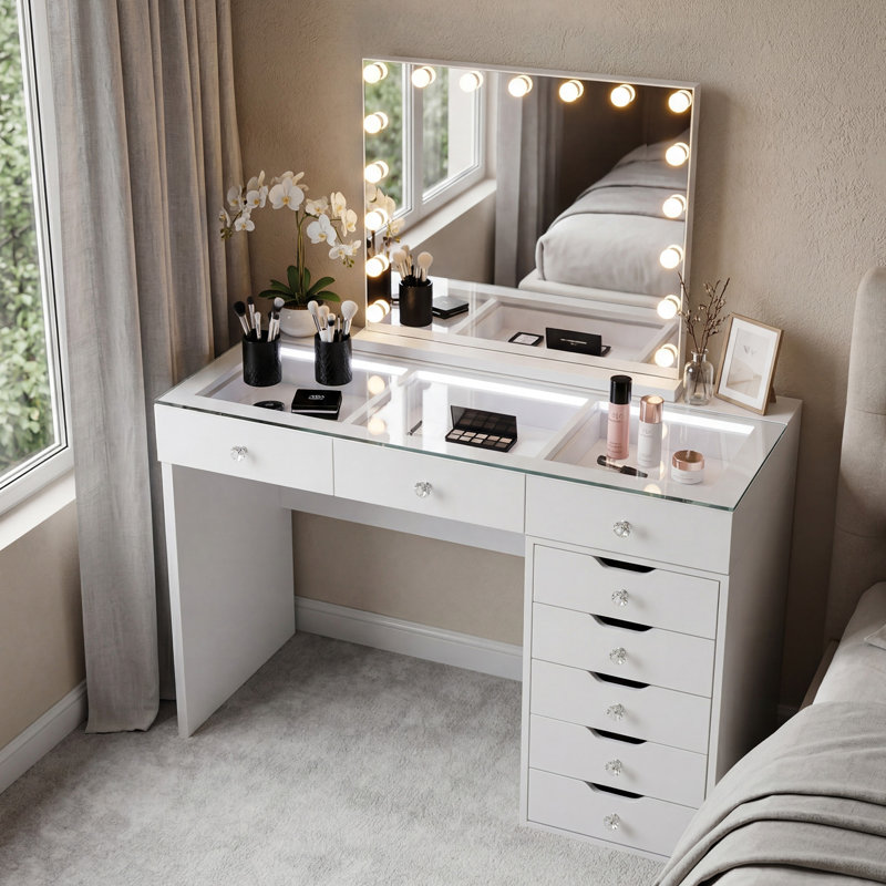 Deontez Dressing Table with Mirror