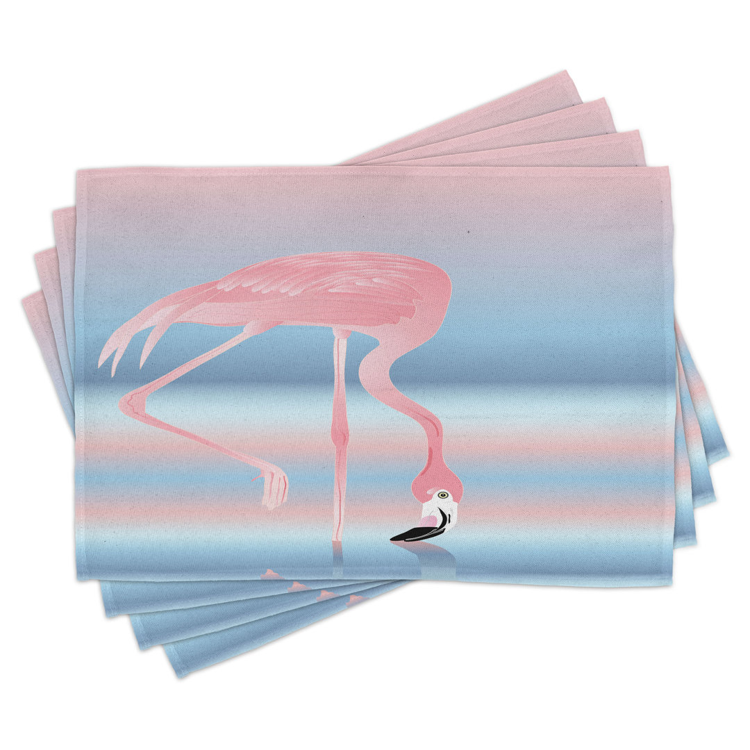 Platzdeckchen 4er Set, Vögel im See der Liebe, Rosa Blau