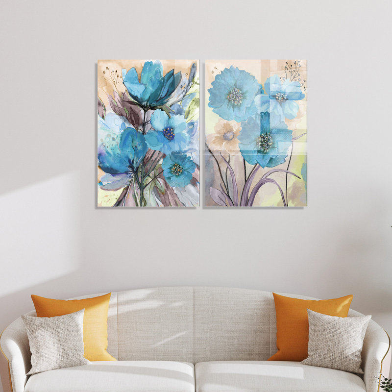 2 Piece Painting on Glass, 70cm H x 100cm W x 0.4cm D