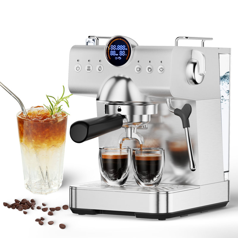 Machine à espresso Pro 20 barres prête à être préparée à froid, buse à vapeur pour moussage au lait soyeux, affichage intelligent à DEL - réservoir d'eau amovible pour café au lait et cappuccino
