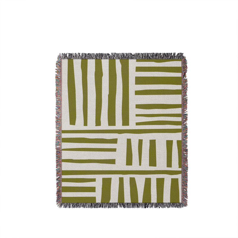 Jeté en coton à imprimé abstrait Pereto, Chartreuse, 60 po x 80 po