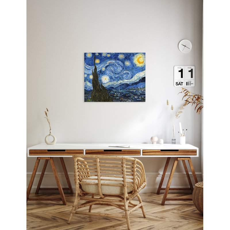 «The Starry Night» par Vincent Van Gogh - reproduction d'art sur toile, H 16 po x l 20 po, Toile tendue musée