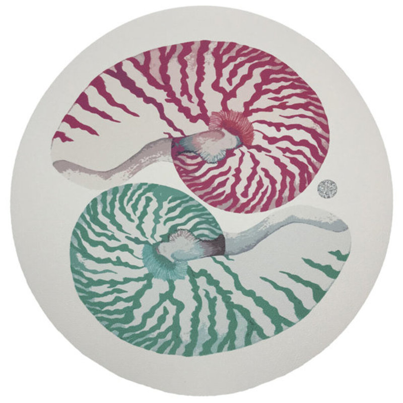 Nautilus Turq Pebble 16" Vinyl Placemat, Pink/Green