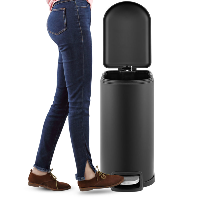 Black Stainless Steel Fingerprint Resistant Step-Open Trash Can