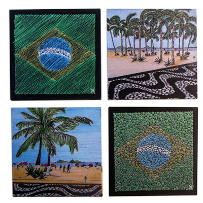 Ensemble de 4 sous-verres en bois brésilien