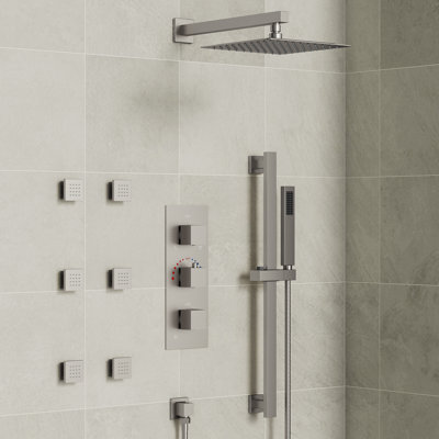 Thermostatic Shower System,12" High-Pressure Rainfall Shower Faucet With Rough-In Valve