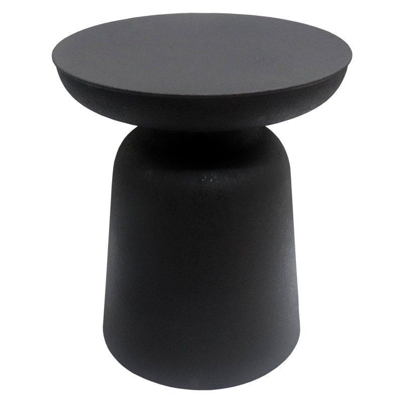 Shenna Handcrafted Modern Solid Round Drum End Table, Matte Black