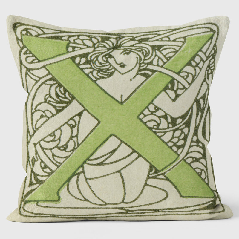 Art Nouveau Alphabet "X" Cushion