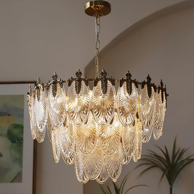 Lustre en cristal antique avec finition - luminaire suspendu réglable pour salle à manger, chambre à coucher, salon, vestibule et îlot de cuisine