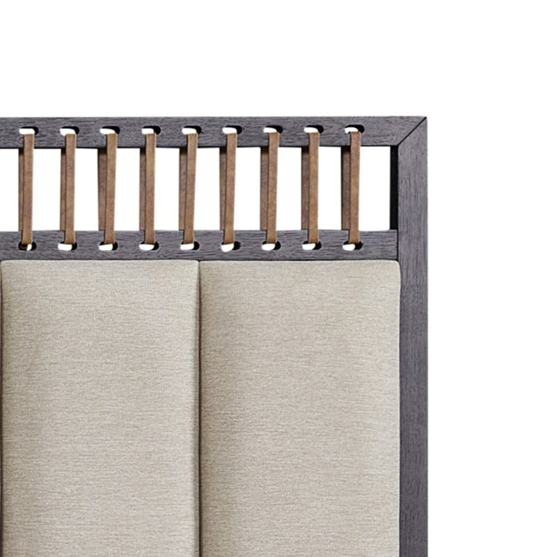 Modern Upholstered & Strap Panel Bed - Peppercorn