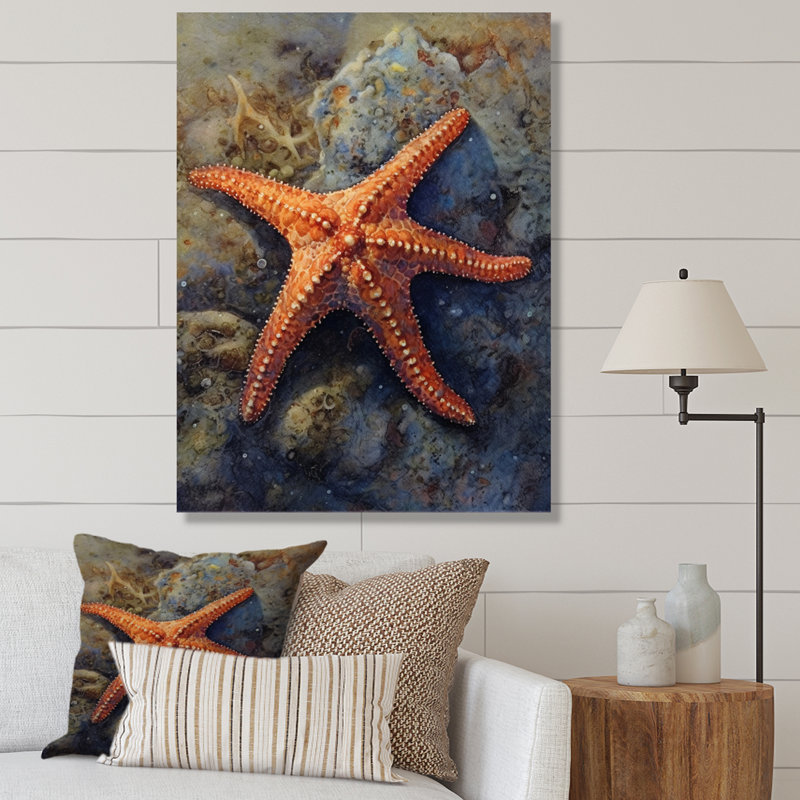 Étoile de mer Spinny I sur toile, H 32 po x l 16 po x P 1 po, Toile tendue