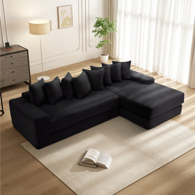 Canapé en forme de L surdimensionné désossé, canapé-lit convertible 3 en 1, canapé-lit, sans assemblage, huit coussins, poche latérale.