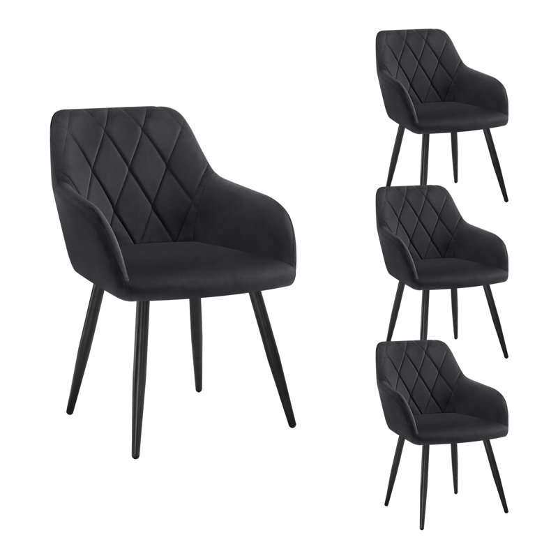40cm H Velvet Upholstered Armchair, 4, Black
