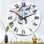 Horloge murale moderne blanc, bleu et doré